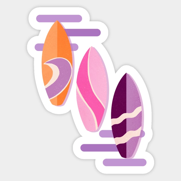 Purple, pink and orange retro surfboards Sticker by Home Cyn Home 
